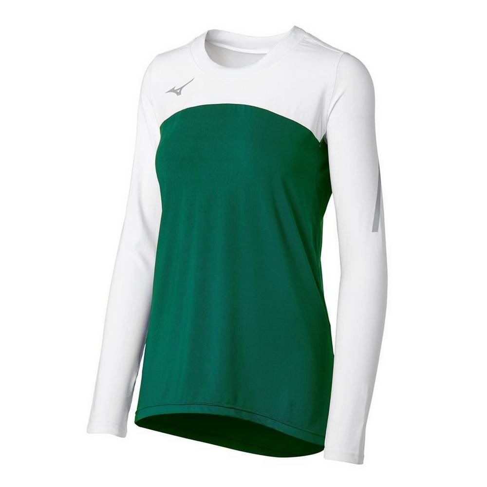 Jersey Mizuno Voleibol Techno VII Long Sleeve Para Mujer Verdes/Blancos 5347802-WJ